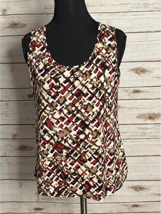 J. Jill Tops - J. Jill Wearever Collection sleeveless tank top XS abstract geometric red black